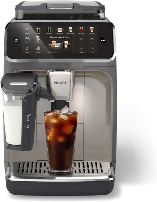 Philips Seria 5500 automatyczny ekspres do kawy EP5544/50 – system mleczny LatteGo, 20 gorących i zimnych specjałów kawowych, 40% cichszy dzięki SilentBrew, QuickStart, czarny/szary